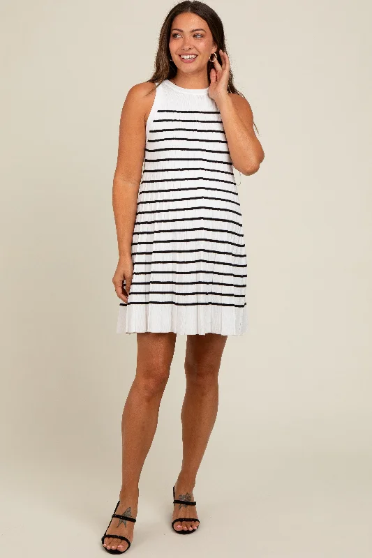 Maternity dress for a christening Cream Striped Sleeveless Pleated Maternity Mini Dress Maternity dress for a christening Cream Striped Sleeveless Pleated Maternity Mini Dress