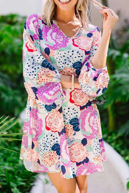 High - low midi dresses with geometric patterns for a modern party Floral Retro 3/4 Bubble Sleeve Dress High - low midi dresses with geometric patterns for a modern party Floral Retro 3/4 Bubble Sleeve Dress