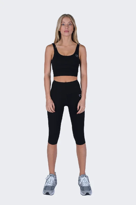 Women's Leather - Look Tight Trousers with Zipper Details in Dark Gray for an Urban StyleArdor Capri Highwaisted Leggings - Black