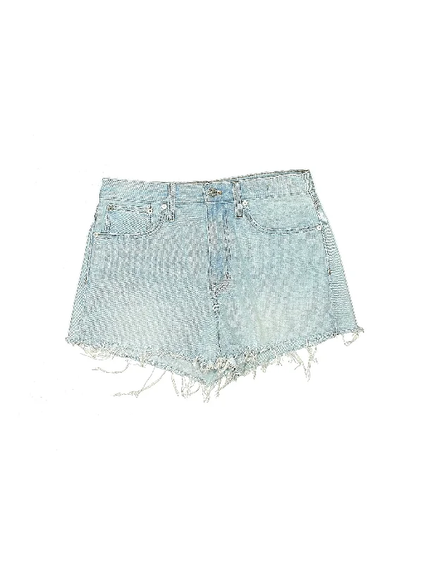 Plus Size Women's Denim Cut - off Shorts with Frayed Edges for a Casual and Laid - Back VibeHigh-Rise Denim Shorts in Light Wash