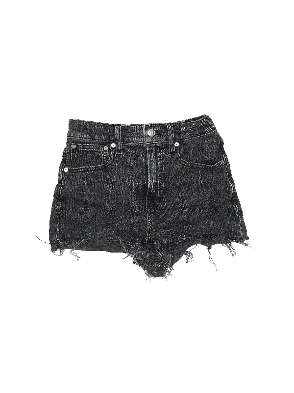 High - Waisted Plus Size Women's Denim Shorts with Distressed Details for a Trendy LookHigh-Rise Denim Shorts in Medium Wash