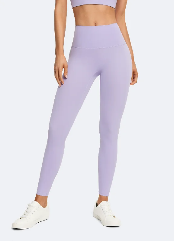 Women's High - Waisted Tight Trousers with Side Slits in Beige for a Trendy LookLavender ⅞ Leggings