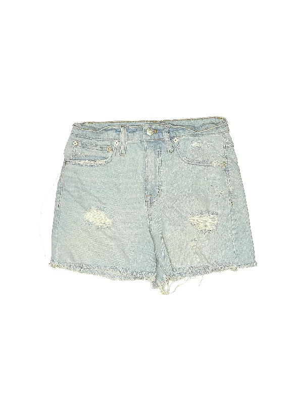 Women's Printed Tropical Patterned Shorts in Turquoise for a Beachy and Fun LookLow-Rise Denim Shorts in Light Wash