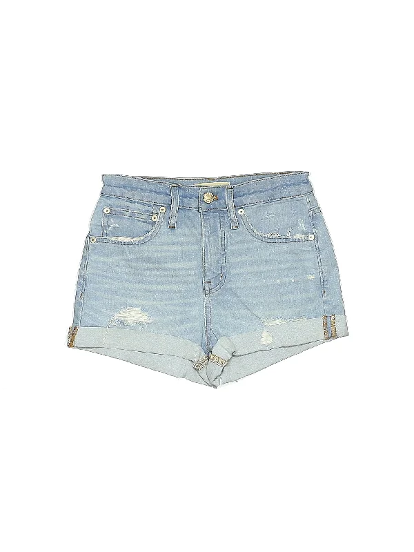 Plus Size Women's Stretch Denim Shorts with Belt Loops in Medium Wash for a Versatile FitLow-Rise Denim Shorts in Light Wash