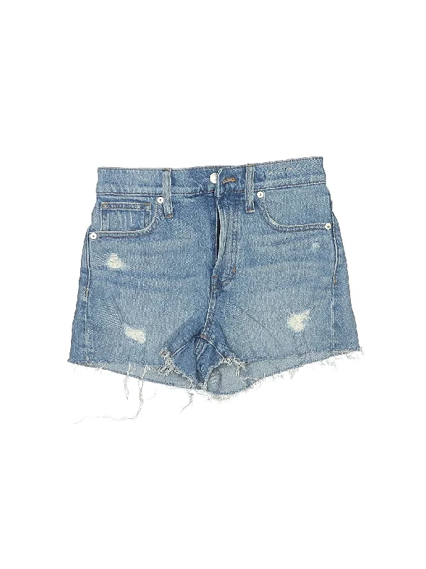 Plus Size Women's Denim Shorts with a Button - Fly in Dark Indigo for a Durable and Timeless StyleMid-Rise Denim Shorts