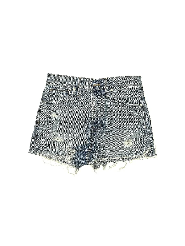 Women's Printed Geometric Patterned Shorts in Bright Colors for a Statement LookMid-Rise Denim Shorts