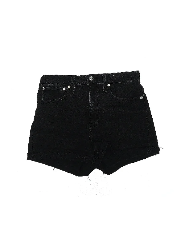 Women's Leather - Look Faux Leather Shorts in Black for an Edgy and Bold AppearanceMid-Rise Denim Shorts in Dark Wash