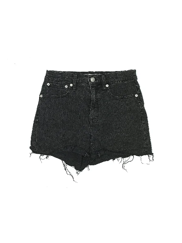 High - Waisted Plus Size Women's Denim Shorts with Distressed Details for a Trendy LookMid-Rise Denim Shorts in Dark Wash