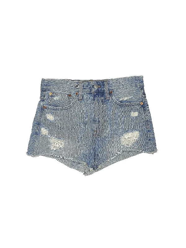 Women's Printed Geometric Patterned Shorts in Bright Colors for a Statement LookMid-Rise Denim Shorts in Light Wash