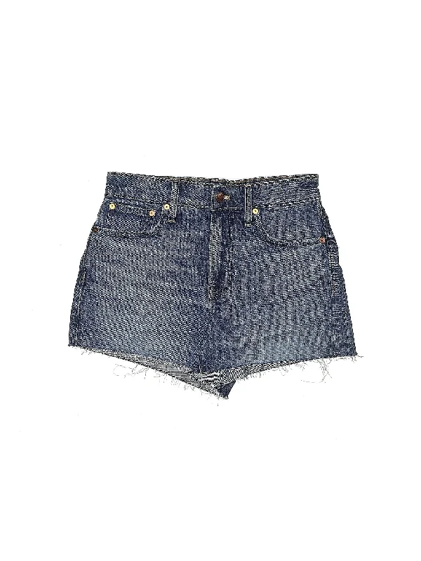 Women's High - Rise Paperbag Waist Shorts in Khaki for a Stylish and Comfortable LookMid-Rise Denim Shorts in Light Wash