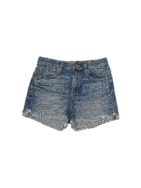 Women's Printed Geometric Patterned Shorts in Bright Colors for a Statement LookMid-Rise Denim Shorts in Light Wash