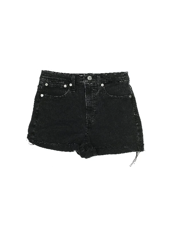 Plus Size Women's Denim Shorts with a Button - Fly in Dark Indigo for a Durable and Timeless StyleMid-Rise Denim Shorts in Medium Wash