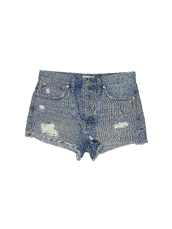 Women's Lace - Trimmed Shorts in White for a Romantic and Elegant OutfitMid-Rise Denim Shorts in Medium Wash