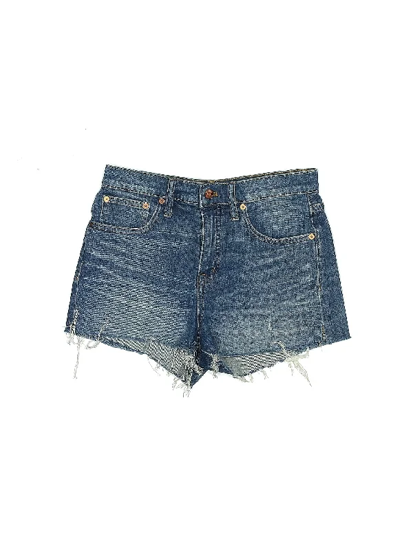 Plus Size Women's Denim Shorts with a Button - Fly in Dark Indigo for a Durable and Timeless StyleMid-Rise Denim Shorts in Medium Wash