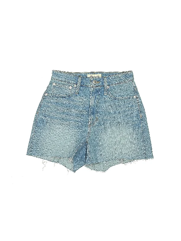 Women's High - Rise Paperbag Waist Shorts in Khaki for a Stylish and Comfortable LookMid-Rise Denim Shorts in Medium Wash