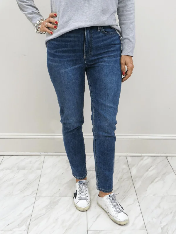 High - rise flare women jeans for a 70s - inspired lookPeggy High-Rise Straight Leg Jeans In Light-Medium Wash