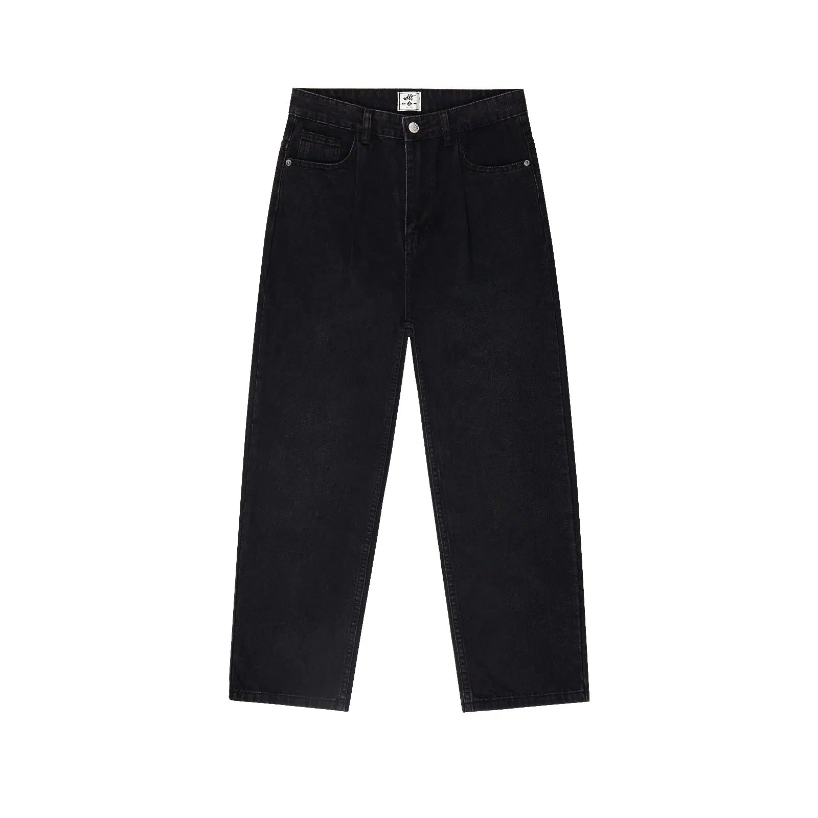 Button - fly women jeans with a traditional touchPleat Vintage Wide-leg Jeans