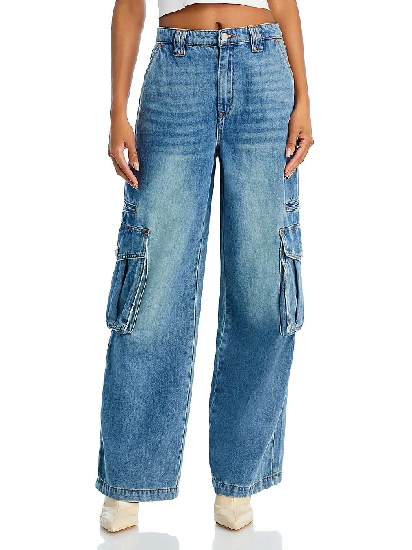 Acid - wash women jeans with a retro finishThe Franklin Womens High Rise Denim Cargo Jeans