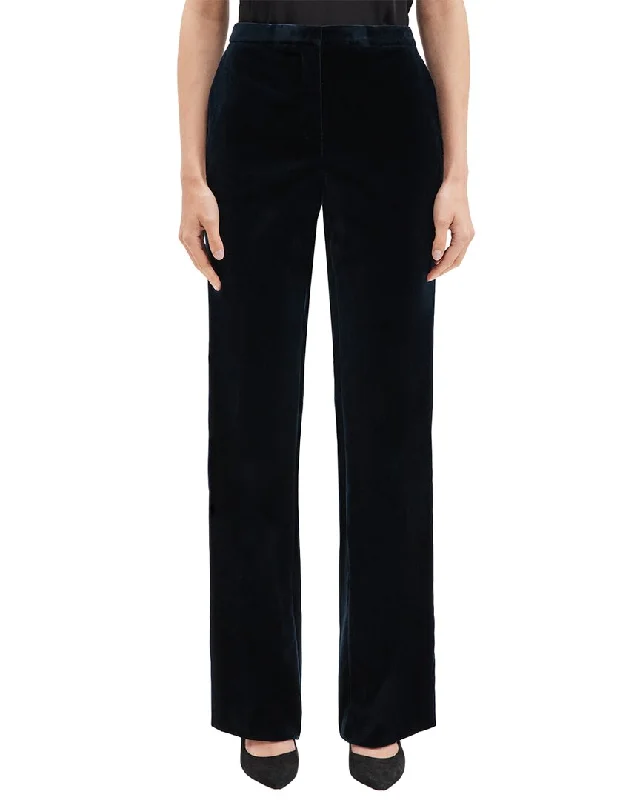 Women's Tight Trousers with Mesh Panels in Black for a Sexy and Modern AppearanceTheory Demitria 4 Plush High-Waist Pant