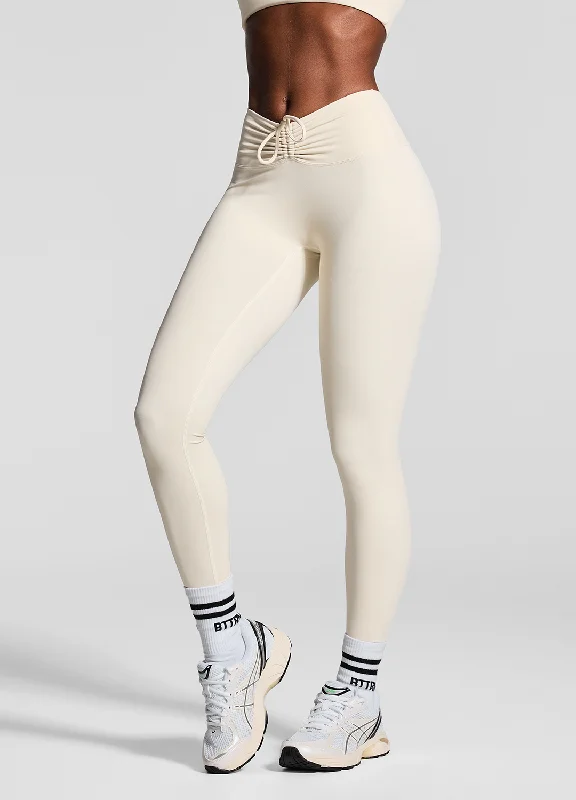 Plus Size Women's Embroidered Tight Trousers in White for a Feminine and Elegant StyleTied Front Shaping Leggings