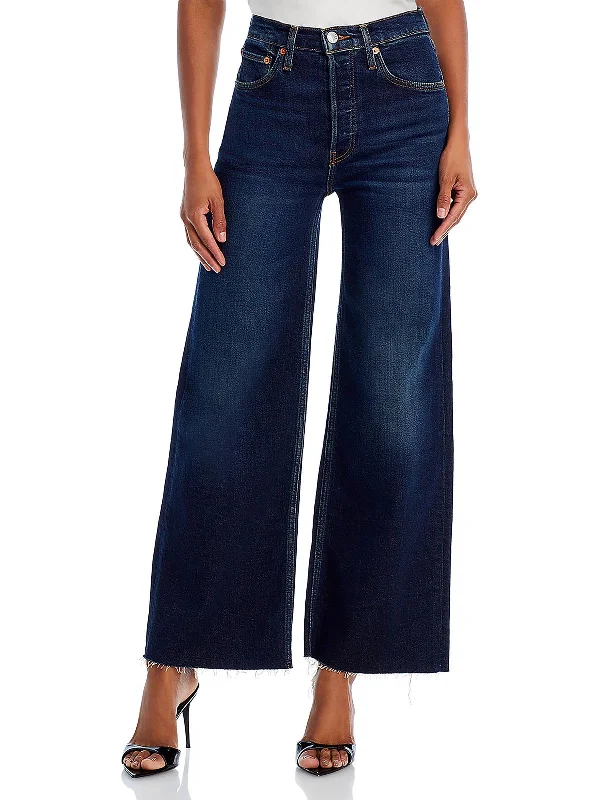 Light - wash women jeans for a fresh and summery appearanceWomens Cropped Denim Wide Leg Jeans