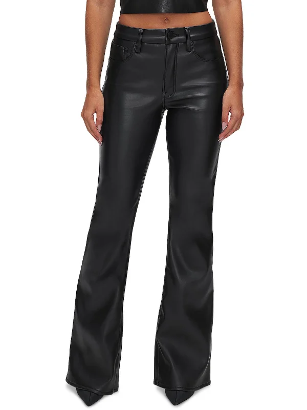 Skinny women jeans with a form - fitting designWomens Faux Leather Flared Jeans