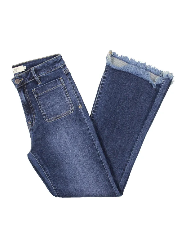 Light - wash women jeans for a fresh and summery appearanceWomens Frayed Mid-Rise Flared Jeans