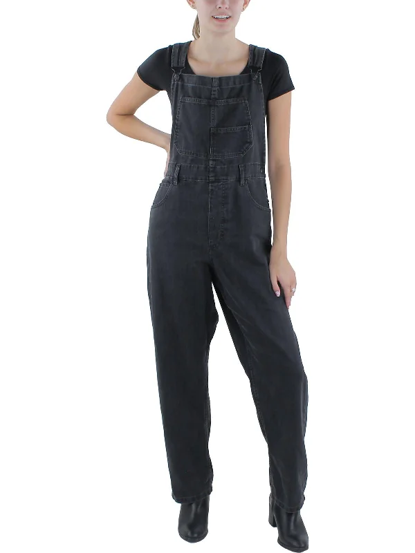 Embroidered women jeans with intricate patternsWomens Solid Denim Overall Jeans