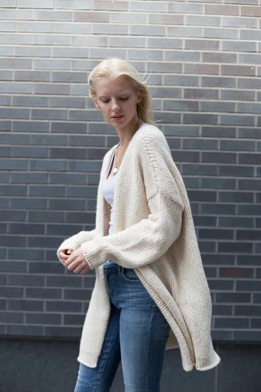 hooded women cardigan for added warmth and styleAlpaca chunky knit cardigan.