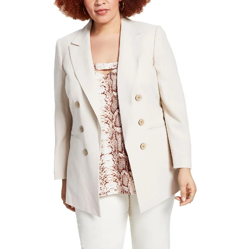 Plus Size Women's Embroidered Blazers in Floral Patterns for a Feminine TouchBar III Womens Plus Textured Suit Separate Double-Breasted Blazer