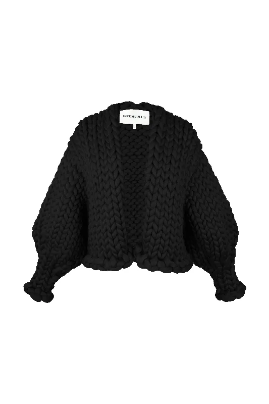 oversized women cardigan for a trendy and cozy lookBlack Colossal Knit Cardigan