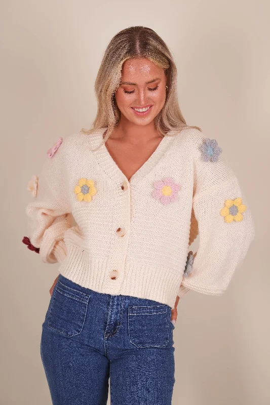 ribbed women cardigan with a classic textureBlooming Where I Want Cardigan