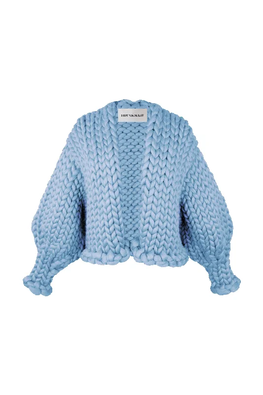 ribbed women cardigan with a classic textureBlue Colossal Knit Cardigan