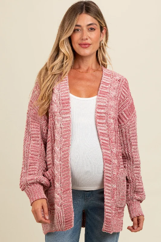 sequin embellished women cardigan for special occasionsBrick Two Toned Oversized Cable Knit Maternity Cardigan