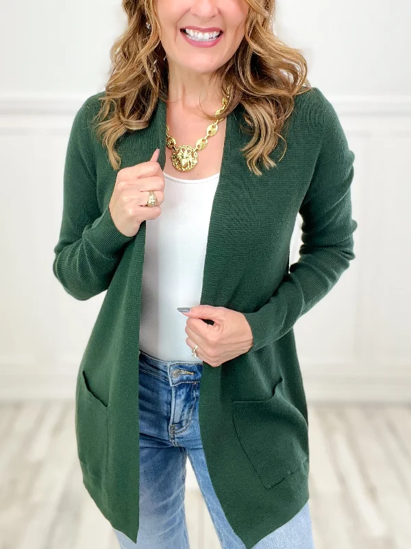 lightweight women cardigan for spring and fallCall It A Day Open Front Long Sleeve Waffle Textured Cardigan with Pockets