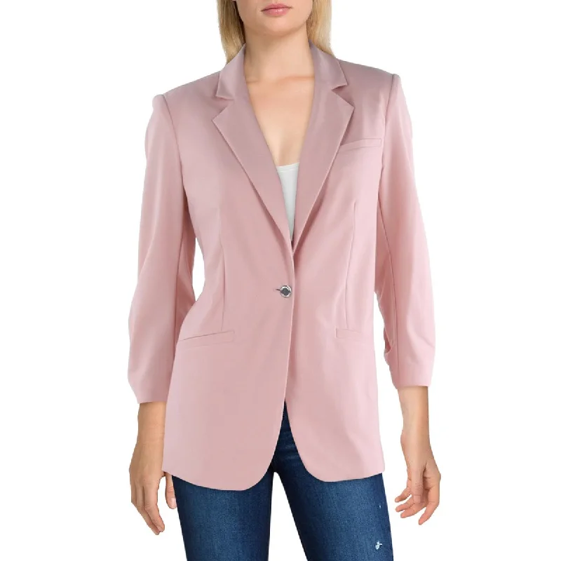 Single - Breasted Women's Tweed Blazers with Gold Buttons for a Classic LookCalvin Klein Womens Crepe Business One-Button Blazer