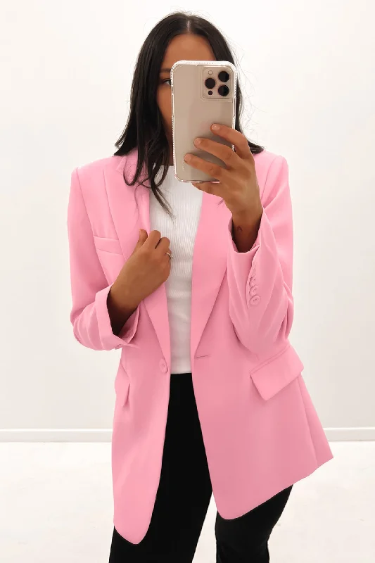 Double - Breasted Women's Polyester Blazers in Bright Colors for a Fun StyleChasing Sunsets Blazer Pink