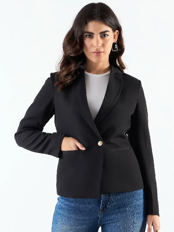 Women's Peplum Blazers in Emerald Green for a Stylish Work AttireChic Black Asymmetric Blazer