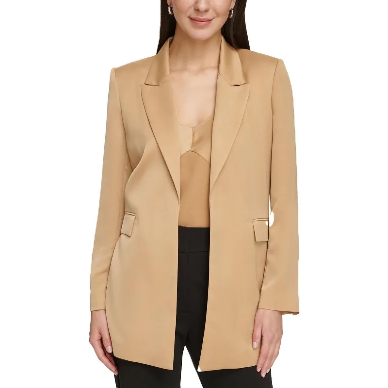 Plus Size Women's Faux Fur - Trimmed Blazers in Black for a Luxurious LookDKNY Womens Business Casual Work Open-Front Blazer