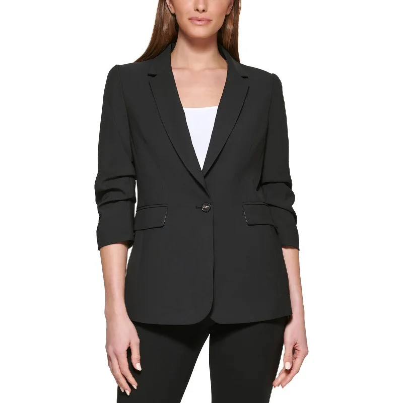 Plus Size Women's Military - Inspired Blazers with Gold Accents for a Bold LookDKNY Womens Petites Madison Solid  One-Button Blazer