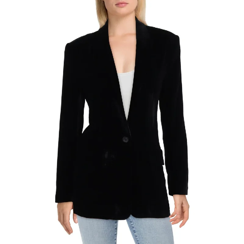 Oversized Women's Checkered Blazers in Black and White for a Trendy StyleEndless Rose Womens Velvet Long Sleeves One-Button Blazer