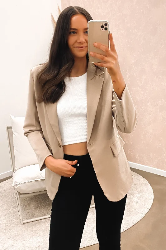 Women's Slim - Fit Blazers in Charcoal Gray for a Professional AppearanceFarrah Blazer Oatmeal