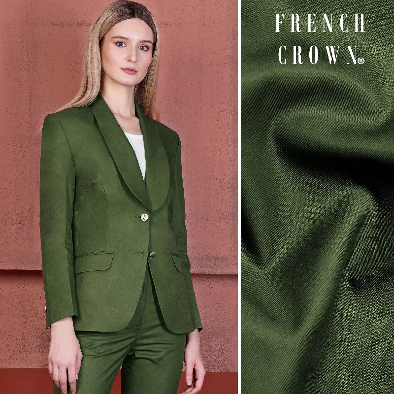 Women's Peplum Blazers in Emerald Green for a Stylish Work AttireForest Green Wool Rich Women’s Designer Tuxedo Blazer