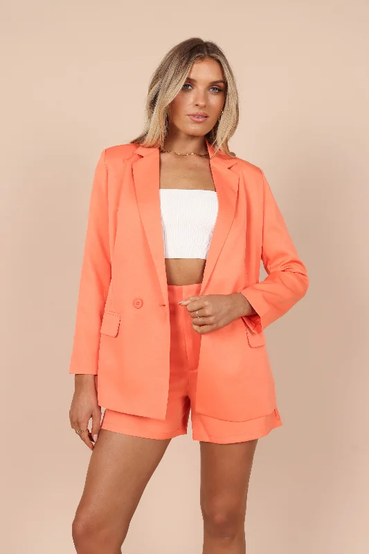 Double - Breasted Women's Leather Blazers in Taupe for an Edgy LookKali Blazer - Orange