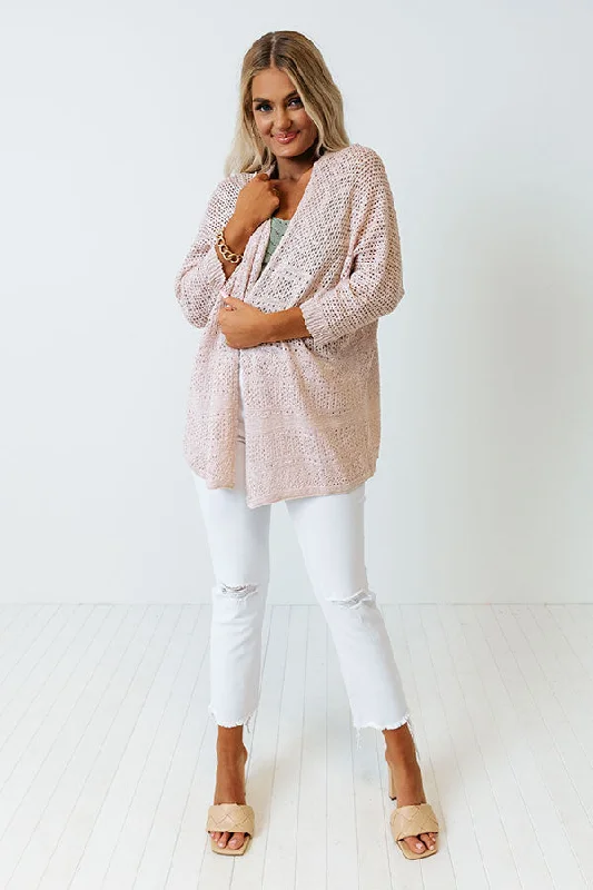 cropped women cardigan to pair with high - waisted jeansKeep At Bay Knit Cardigan In Blush