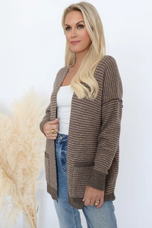 v neck women cardigan to elongate the necklineKhloe Cardigan - Dark Mocha