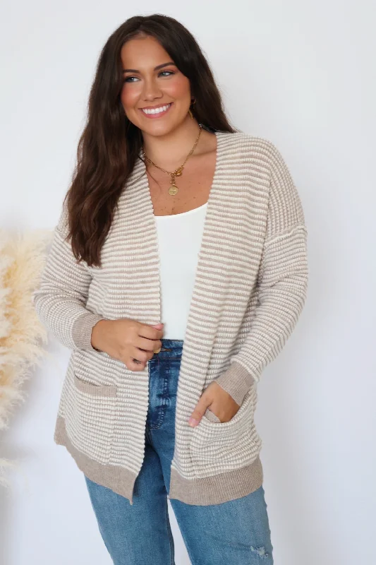 color block women cardigan with bold huesKhloe Cardigan - Stone