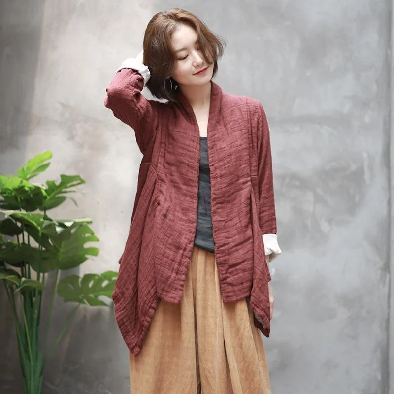 cashmere blend women cardigan for a luxurious feelWomen's Irregular Retro Cotton Linen Cardigan