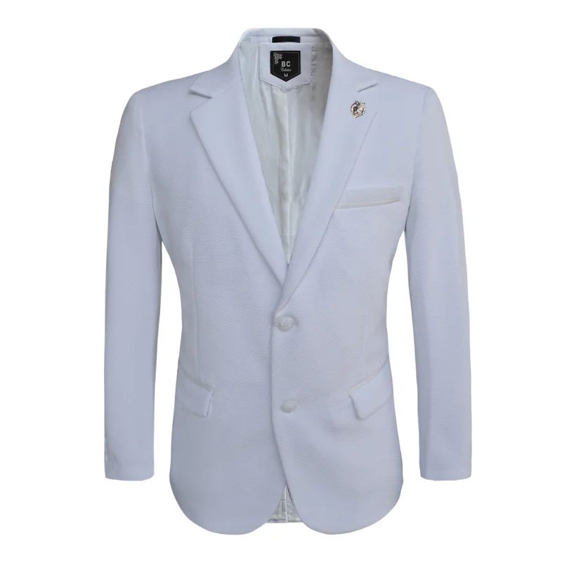 Plus Size Women's Embroidered Blazers in Floral Patterns for a Feminine TouchMen's Blazer White 522