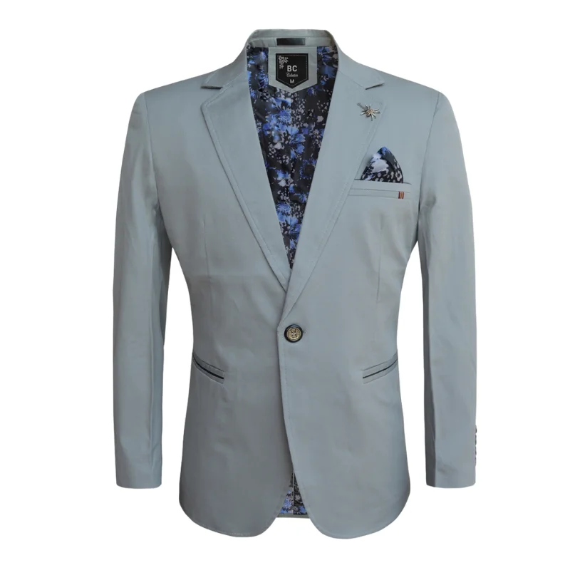 Single - Breasted Women's Linen Blend Blazers in Earth Tones for Casual WearMen's Cotton-Stretch Blazer Grey 511